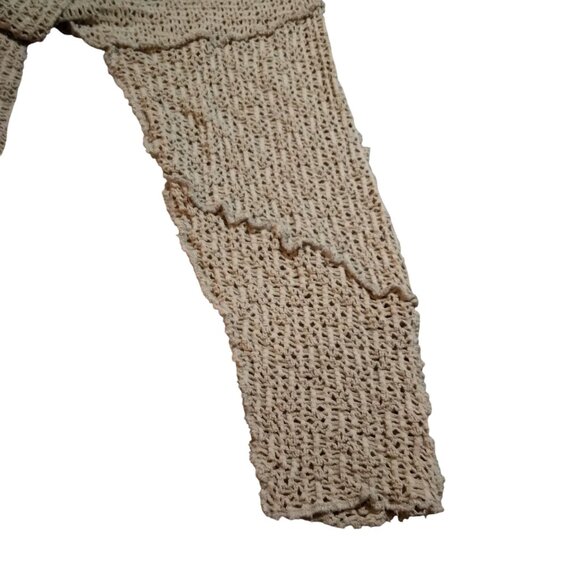 Boho Knit Maxi Cardigan Women’s Beige Duster Sweater L Festival Layering Chic - Picture 11 of 15